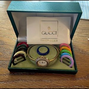Gucci 1100 Series Watch - Bezel with Multiple Colors, Gold, Original Reciept
